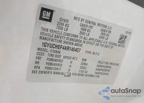 2010 Cadillac Escalade Esv Luxury from USA, damaged, VIN 1GYUCHEF4AR149457